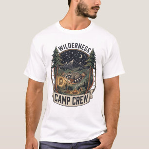 Retro Wasbeer Kampeer Hangmat Wildernis Kampeer Cr T-shirt