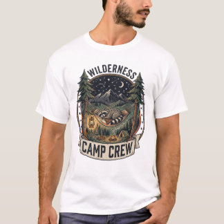 Retro Wasbeer Kampeer Hangmat Wildernis Kampeer Cr T-shirt