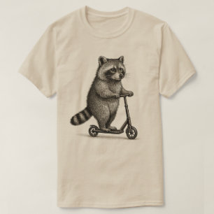 Retro Wasbeerscooter l Wasbeer rijdt op scooter  T-shirt