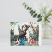 retro  wasdame briefkaart (Staand voorkant)