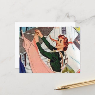 retro wasdame briefkaart