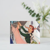 retro wasdame briefkaart (Staand voorkant)