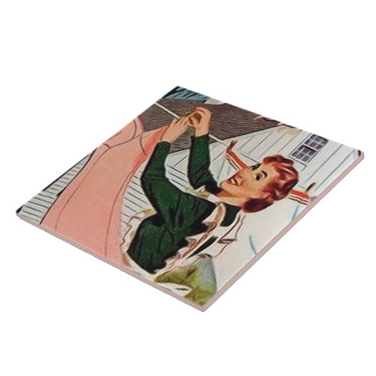 retro wasdame tegeltje (Zijkant)