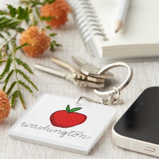 Retro Washington Apple Sleutelhanger (Voorkant Rechts)