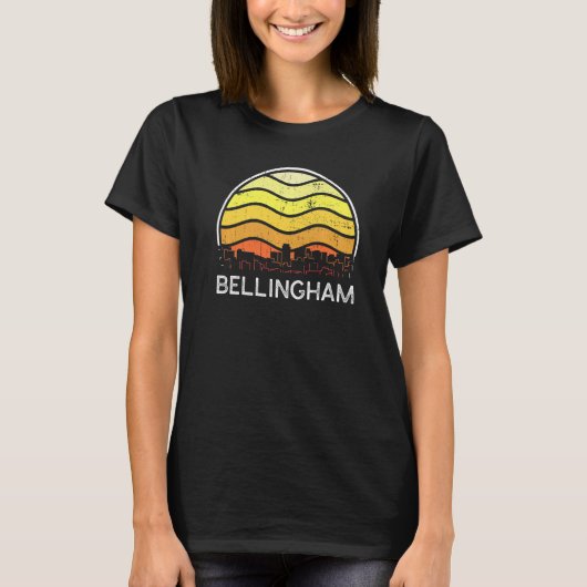 Retro Washington Bellingham Visitors Skyline Vinta T-shirt (Voorkant)