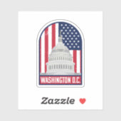 Retro Washington D.C. Capital Dome met vlag Sticker (Vel)