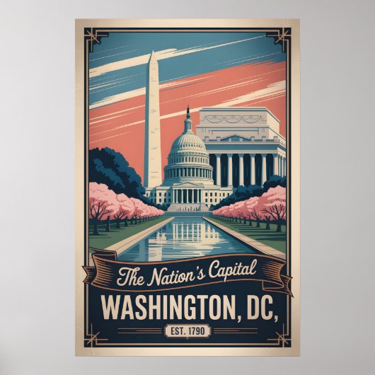Retro Washington DC De Hoofdstad Van Het Land Poster (Voorkant)