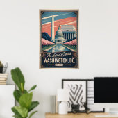 Retro Washington DC De Hoofdstad Van Het Land Poster (Thuiskantoor)