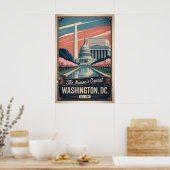 Retro Washington DC De Hoofdstad Van Het Land Poster (Keuken)