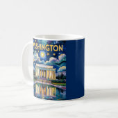 Retro Washington DC Lincoln Memorial Van Gogh Art Koffiemok (Voorkant links)