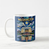 Retro Washington DC Lincoln Memorial Van Gogh Art Koffiemok (Links)