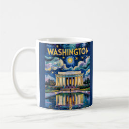 Retro Washington DC Lincoln Memorial Van Gogh Art Koffiemok