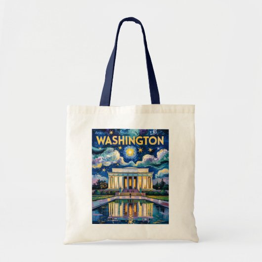Retro Washington DC Lincoln Memorial Van Gogh Art Tote Bag (Voorkant)