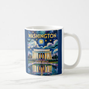 Retro Washington DC Lincoln Memorial Van Gogh Kuns Koffiemok