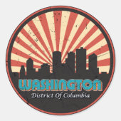Retro Washington DC State Skyline Souvenir Ronde Sticker (Voorkant)