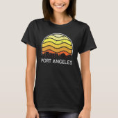 Retro Washington Port Angeles Visitors Skyline Vin T-shirt (Voorkant)