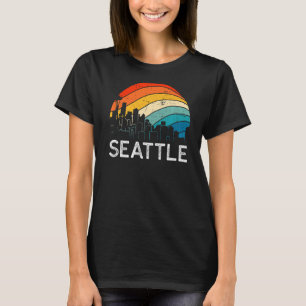 Retro Washington Seattle Skyline Urban Sky T-shirt