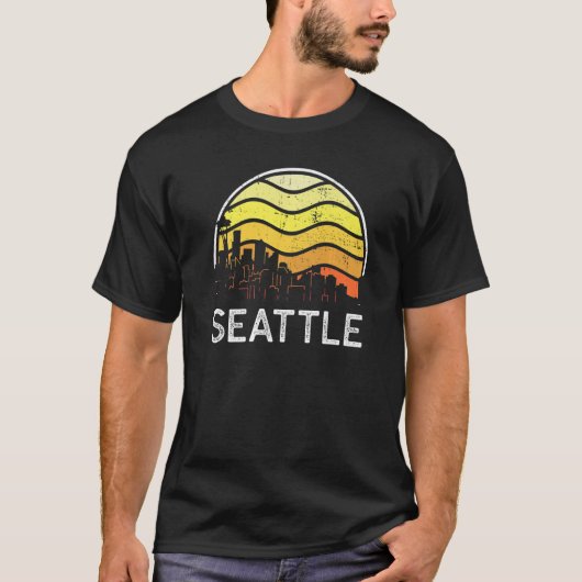 Retro Washington Seattle Visitors Skyline T-shirt (Voorkant)