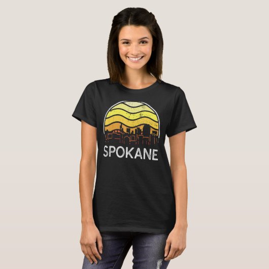 Retro Washington Spokane Visitors Skyline T-shirt (Voorkant volledig)