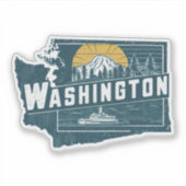 Retro Washington State Car Sticker (Voorkant)