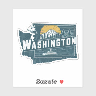 Retro Washington State Car Sticker