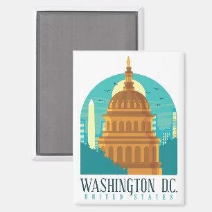 Retro Washington Verenigde Staten Skyline Magneet