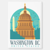 Retro Washington Verenigde Staten Skyline Magneet (Voorkant)