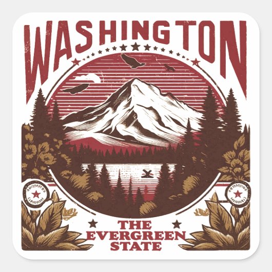 Retro Washington Vierkante Sticker (Voorkant)