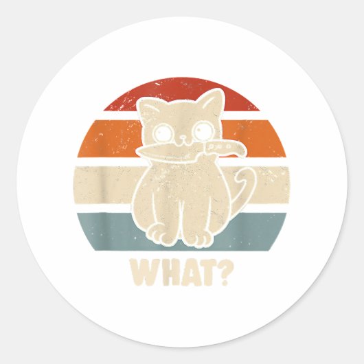 Retro wat Cat Knife betekent Kat Funny Cats mam en Ronde Sticker (Voorkant)