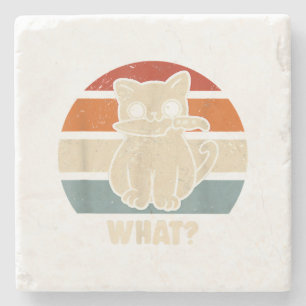 Retro wat Cat Knife betekent Kat Funny Cats mam en Stenen Onderzetter