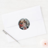 Retro "Wat een jaar!" vakantiefoto Ronde Sticker (Envelop)