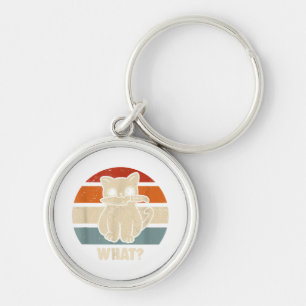 Retro Wat Kat Mes Miauw Kitty Grappige Katten Moed Sleutelhanger