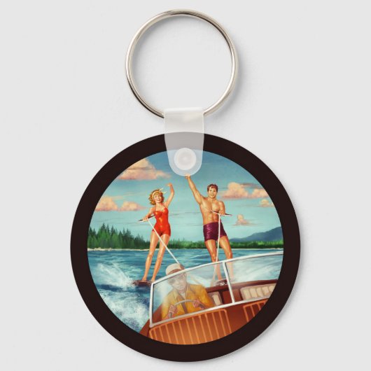 Retro Water Skiing Sleutelhanger (Voorkant)