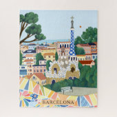 Retro Watercolor Barcelona Spain Travel Legpuzzel (Verticaal)