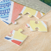 Retro Watercolor Barcelona Spain Travel Legpuzzel (Zijkant)