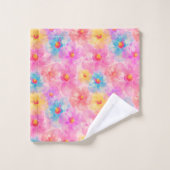 Retro Watercolor Floral Pattern Bad Handdoek (Wasdoekje)