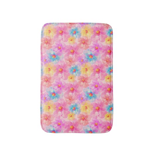 Retro Watercolor Floral Pattern Badmat (Voorkant Verticaal)