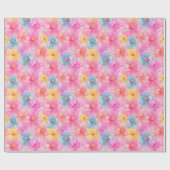 Retro Watercolor Floral Pattern Cadeaupapier (Vlak)