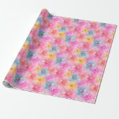 Retro Watercolor Floral Pattern Cadeaupapier (Uitgerold)