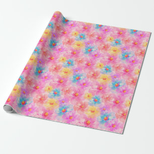 Retro Watercolor Floral Pattern Cadeaupapier
