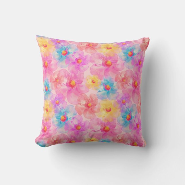 Retro Watercolor Floral Pattern Kussen (Voorkant)