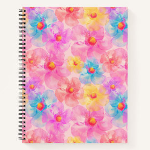 Retro Watercolor Floral Pattern Notitieboek