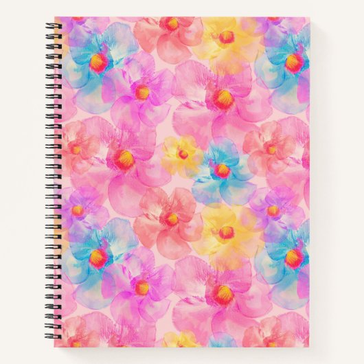 Retro Watercolor Floral Pattern Notitieboek (Voorkant)