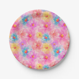 Retro Watercolor Floral Pattern Papieren Bordje