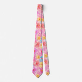 Retro Watercolor Floral Pattern Stropdas