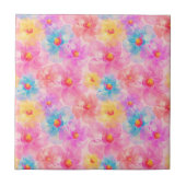 Retro Watercolor Floral Pattern Tegeltje (Voorkant)