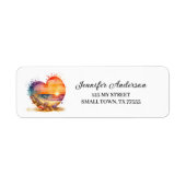 Retro Watercolor Heart Beach Label (Voorkant)