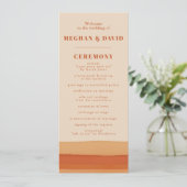 Retro Watercolor Strepen Terracotta Oranje Bruilof Programmakaart (Staand voorkant)