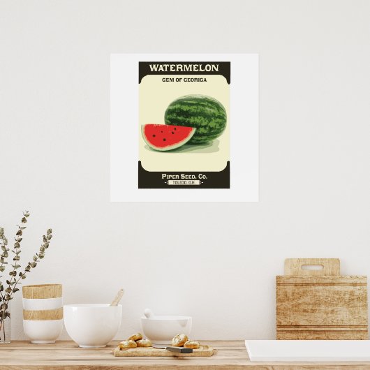 Retro Watermeloenen Pakket Meloenen Poster Afdrukk (Keuken)