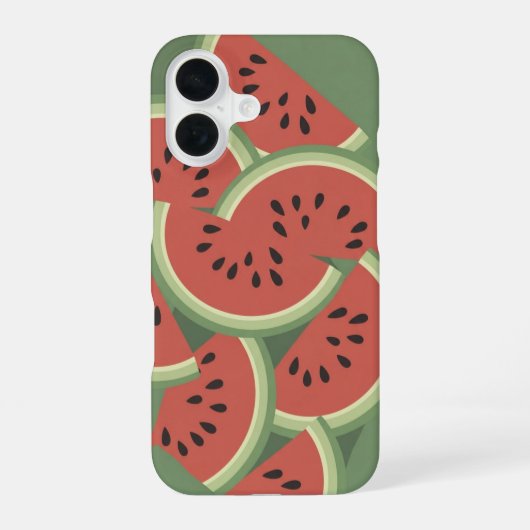 Retro Watermeloenschijven iPhone 16 Hoesje (Achterkant)